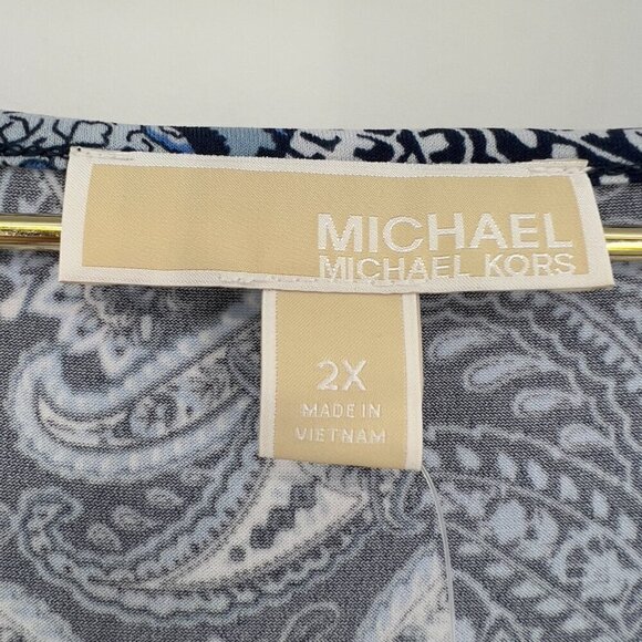 Michael Kors Plus Arabesque Paisley Navy Blue Sleeveless Maxi Sun Dress 2X NWT - Picture 9 of 13